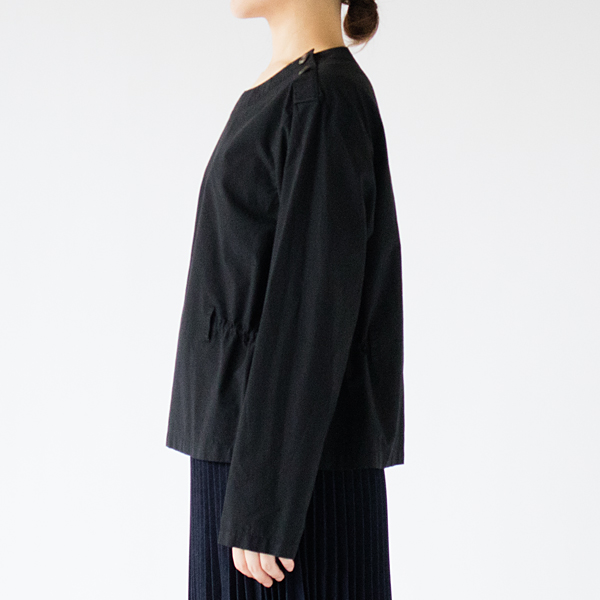 綿ブロード スリップオンブラウス(身長162cm・BLACK)