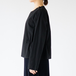 綿ブロード スリップオンブラウス(身長162cm・BLACK) 綿ブロード スリップオンブラウス(身長162cm・BLACK)