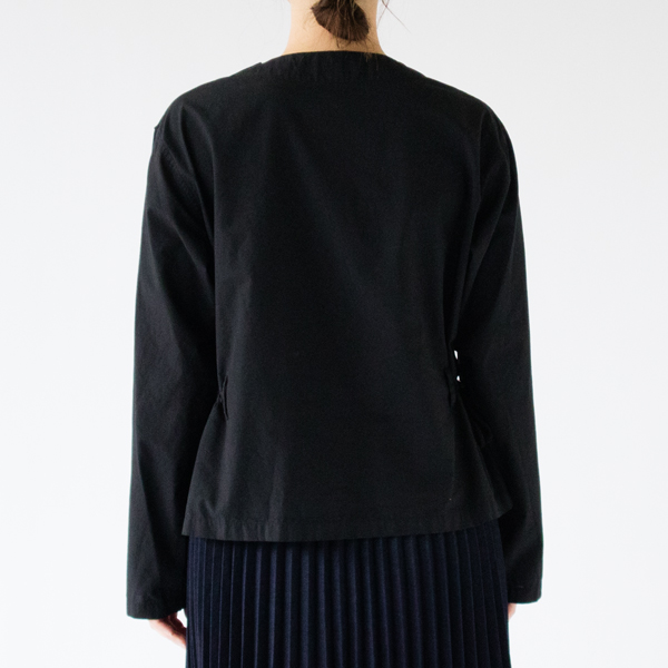 綿ブロード スリップオンブラウス(身長162cm・BLACK)