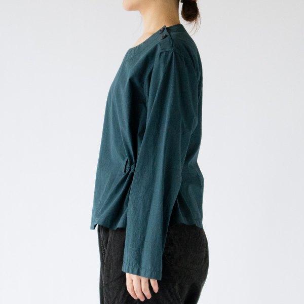 綿ブロード スリップオンブラウス(身長162cm・BLUE GREEN)