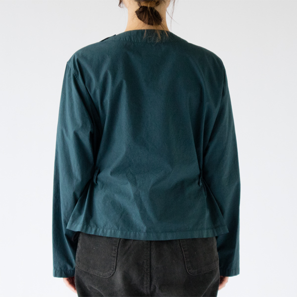 綿ブロード スリップオンブラウス(身長162cm・BLUE GREEN)