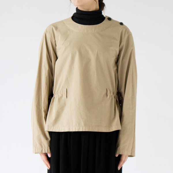 綿ブロード スリップオンブラウス(身長162cm・BEIGE)
