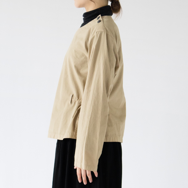 綿ブロード スリップオンブラウス(身長162cm・BEIGE)