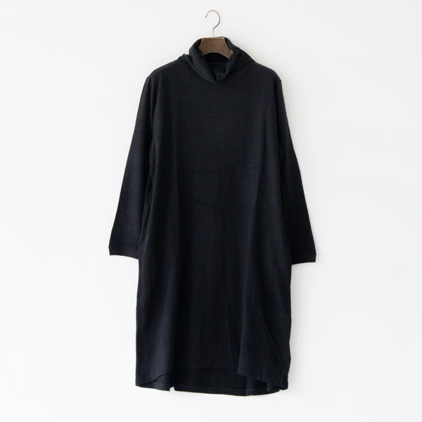 コットンリネンカシミヤ チュニックワンピース(BLACK)