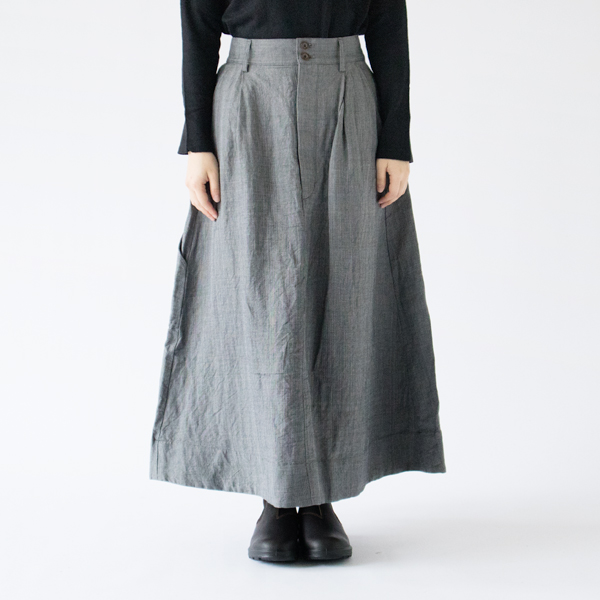 リネンコットンウール スカート(GRAY)