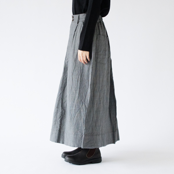 リネンコットンウール スカート(GRAY)