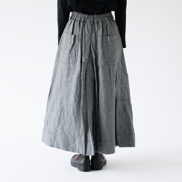 リネンコットンウール スカート(GRAY)