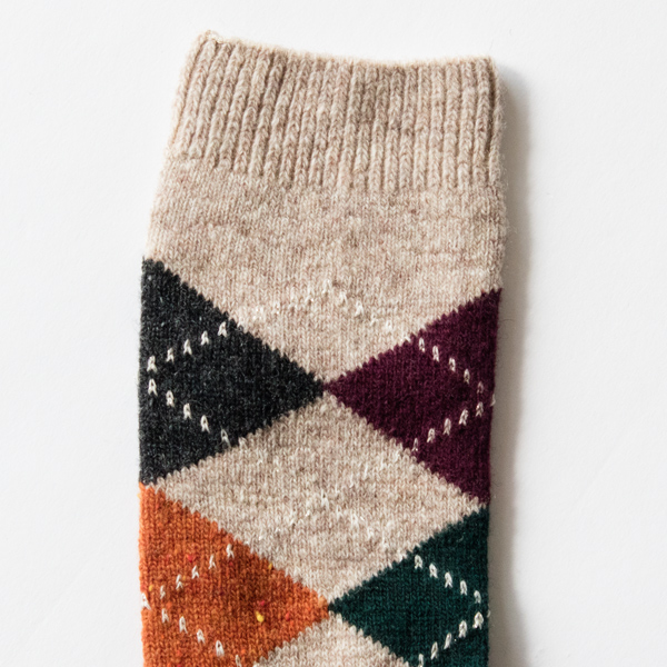 アーガイル・ウール レディースソックス(ベージュ) アーガイル・ウール レディースソックス(ベージュ)