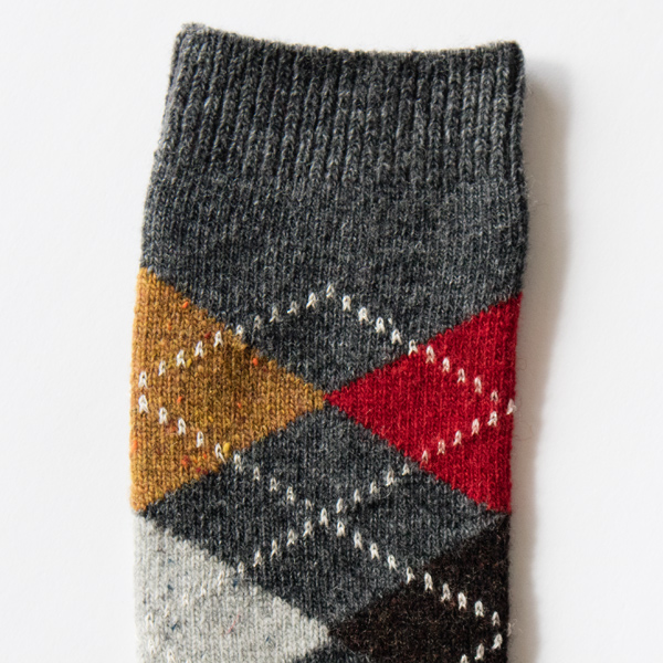 アーガイル・ウール レディースソックス(チャコール) アーガイル・ウール レディースソックス(チャコール)