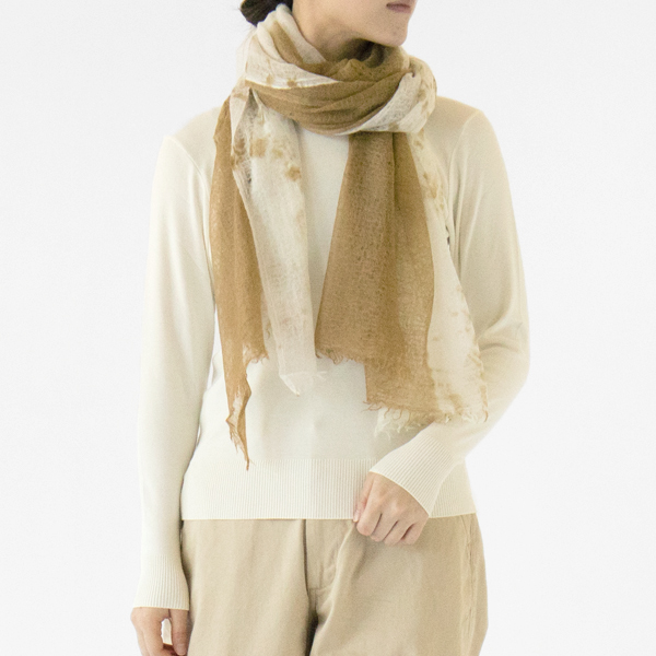 有松絞りカシミヤショール まだら絞り(ECRU／WHITE)