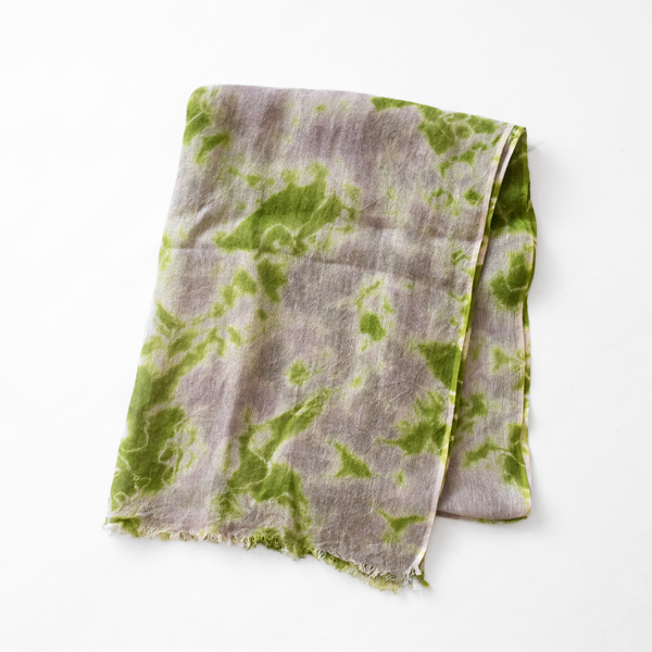 有松絞りリネンショール まだら絞り(OLIVE／GREY)