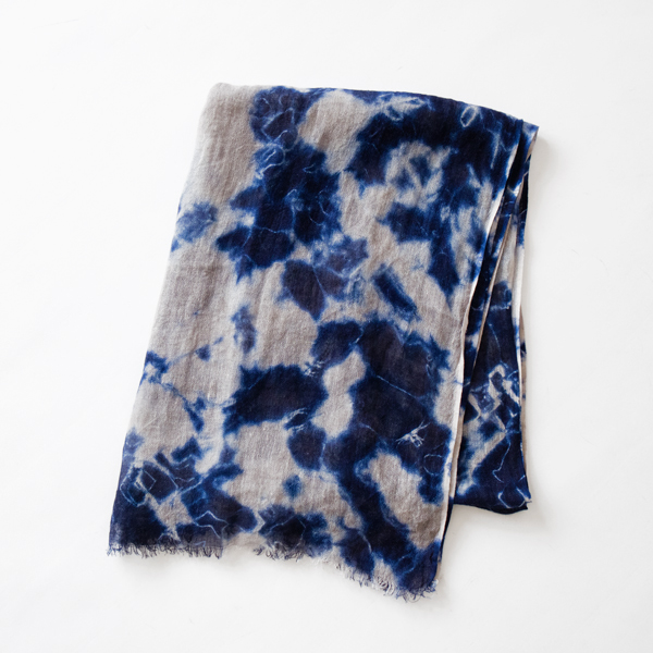 有松絞りリネンショール まだら絞り(DARK NAVY／GREY)