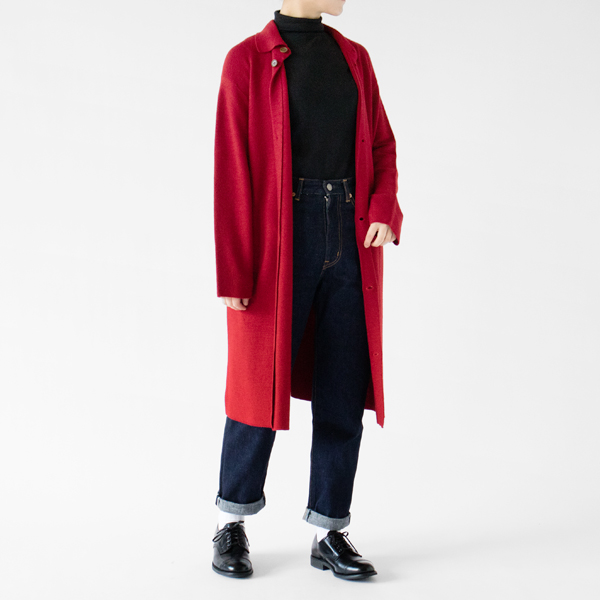 アウターとして使えるカーディガンコート(RED、モデル身長:162cm) アウターとして使えるカーディガンコート(RED、モデル身長:162cm)