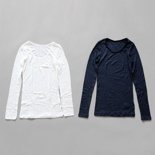 Wool silk long sleeve T-shirt