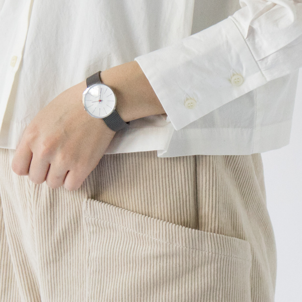 腕時計BANKERS WATCH FACE グレーメッシュ（34mm）
