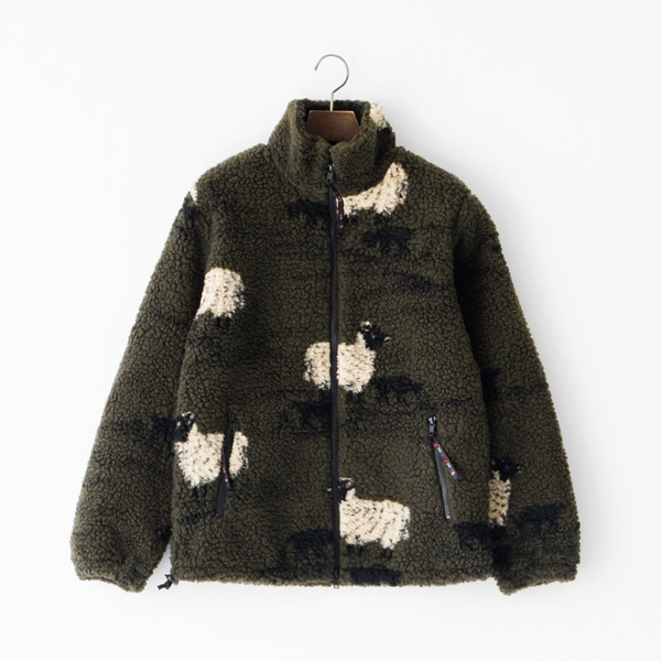 Olive Sheep & Lamb-2フリースジャケット