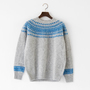 ノルディック柄起毛クルーネックセーター　Silver/New BrightBlue