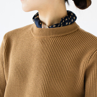 エクストラファインウール リブニット BEIGE／YONETOMI NEW BASIC