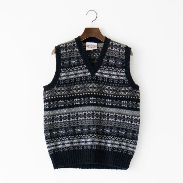 Vネックフェアアイルベスト Black Vネックフェアアイルベスト Black
