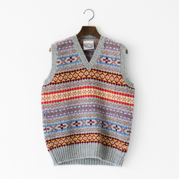 Vネックフェアアイルベスト Lt Grey