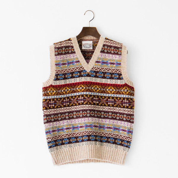 Vネックフェアアイルベスト Beige