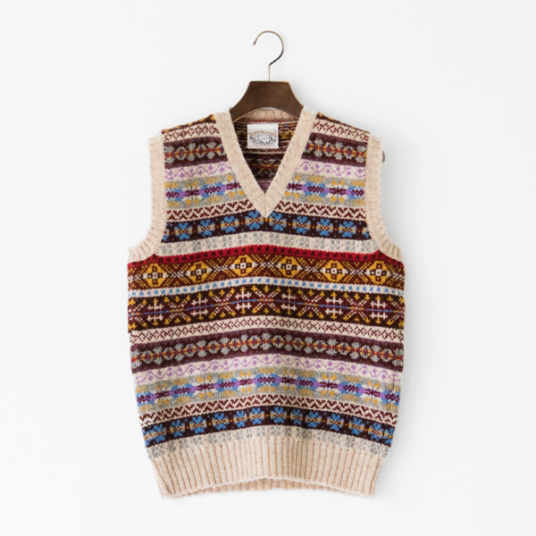 Vネックフェアアイルベスト Beige