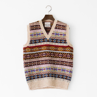 Vネックフェアアイルベスト Beige Vネックフェアアイルベスト Beige