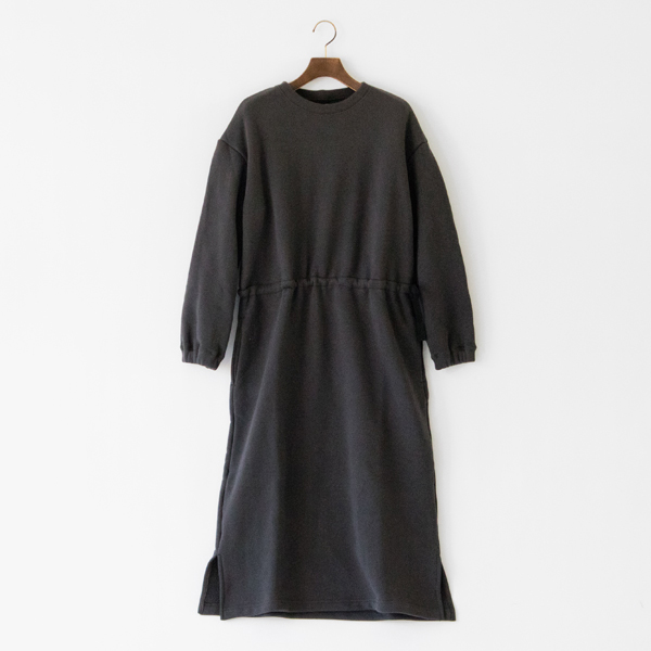 ウエスト紐付き 裏毛ワンピース(CHARCOAL)