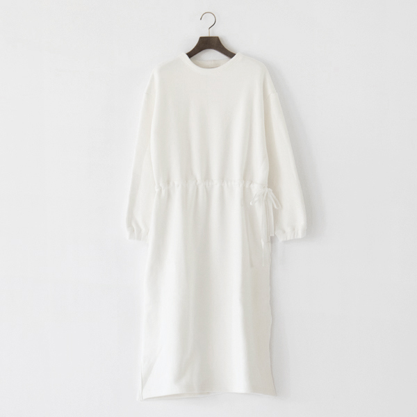 ウエスト紐付き 裏毛ワンピース(OFF WHITE)