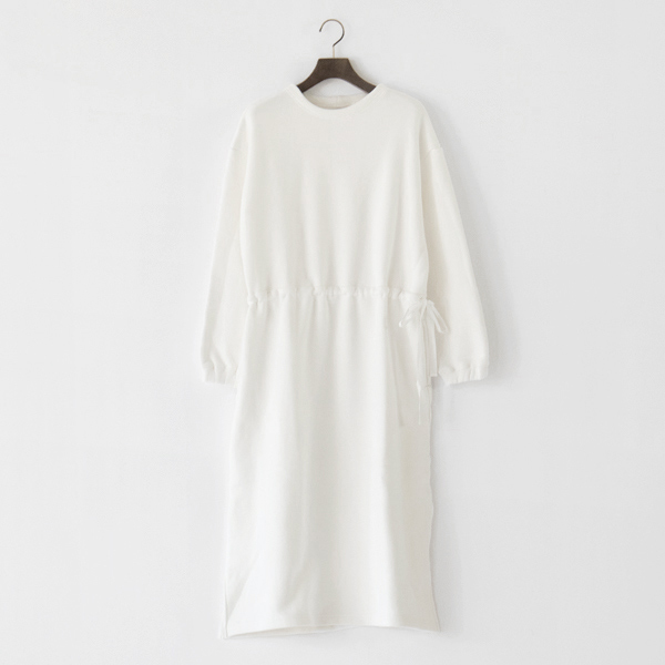 ウエスト紐付き 裏毛ワンピース(OFF WHITE)