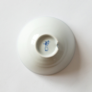 切込入 ご飯茶碗 染付山水文／上出長右衛門窯（かみでちょうえもんがま