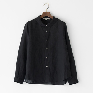 Vlas Blomme ヴラスブラム　シルク　リネン　長袖ブラウス　総柄　日本製 Vlas Blomme ヴラスブラム シルク リネン 長袖ブラウス 総柄