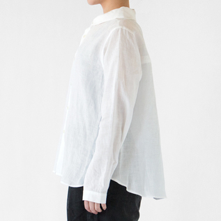 さわみつ★超美品Vlas Blommeコルクトリネンシャツ柿渋染 リネン セーラーカラーシャツ／Vlas Blomme（ヴラスブラム）｜愛着を