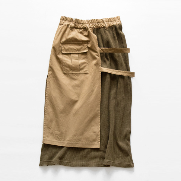 ベンタイルギャバ×ワッフル ミリタリースカート(KHAKI)