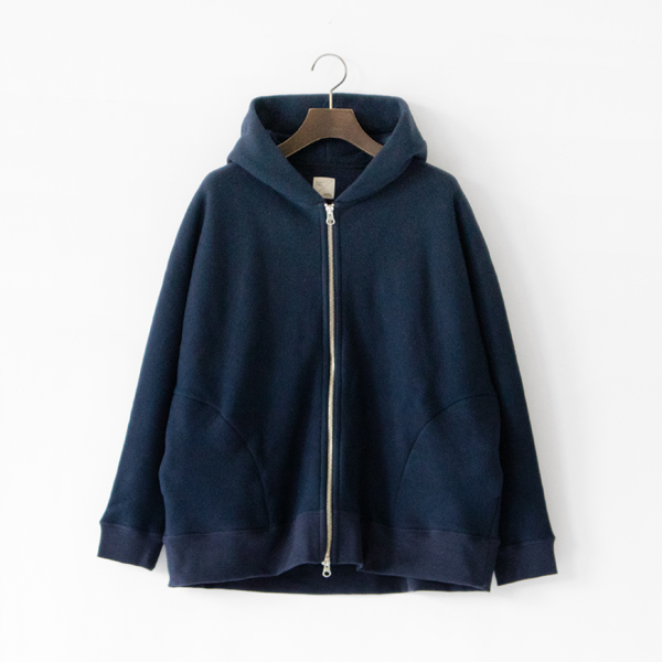リヨセルコットン裏毛起毛ドルマンパーカー(NAVY)