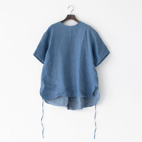 クルーネック半袖シャツ リネンデニム(BLUE) クルーネック半袖シャツ リネンデニム(BLUE)