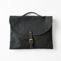 CANVAS BRIEFCASE BLACK LEATHER SPECIAL
