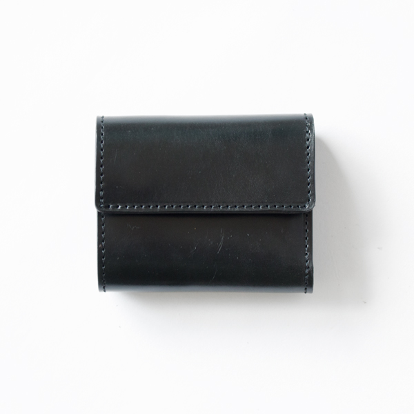 本革三つ折り財布(BLACK)