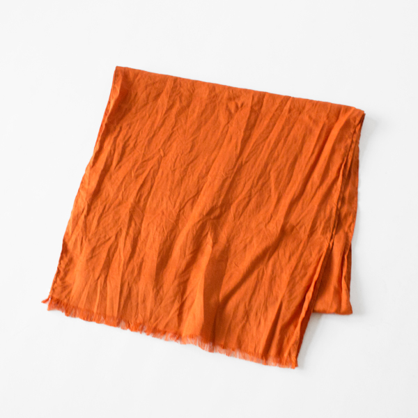 リネンボイル バンド付きフリンジストール(ORANGE)