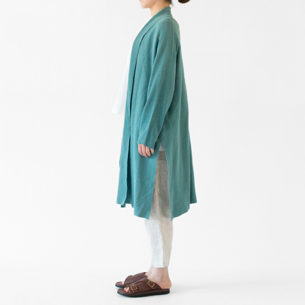 和紙×綿 ロングカーディガン(硫化染ターキス) 和紙×綿 ロングカーディガン(硫化染ターキス)