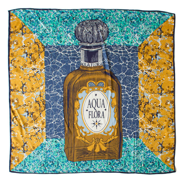 シルクモダールスカーフ AQUAFLORA (TURQUOISE)