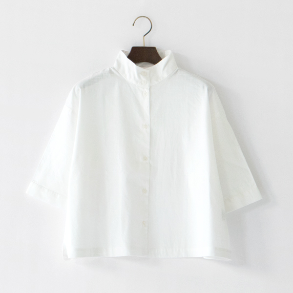 キャンバスSTAND COLLAR シャツ(WHITE)