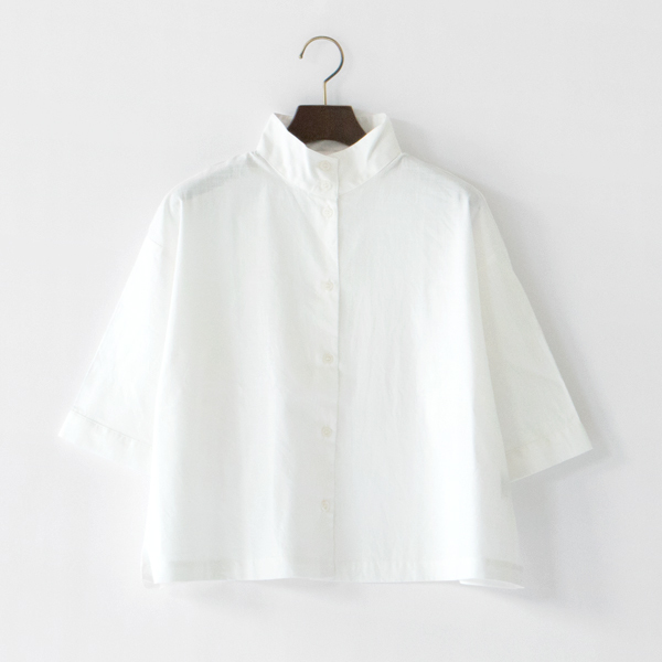 キャンバスSTAND COLLAR シャツ(WHITE)