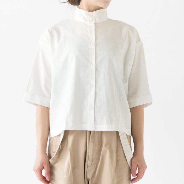 キャンバスSTAND COLLAR シャツ(WHITE)