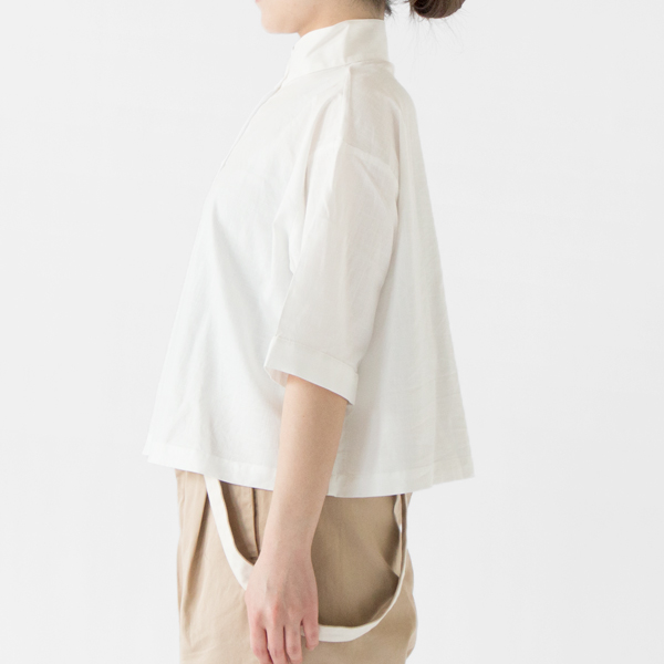 キャンバスSTAND COLLAR シャツ(WHITE)