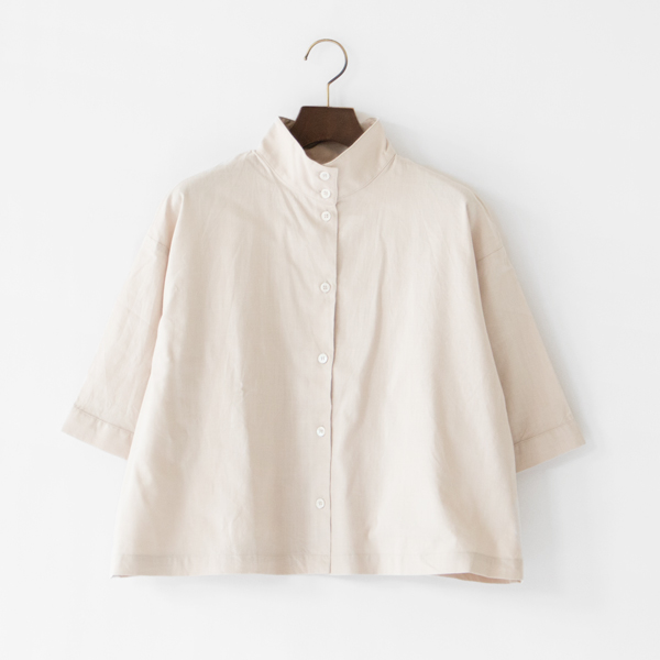 キャンバスSTAND COLLAR シャツ(BEIGE)