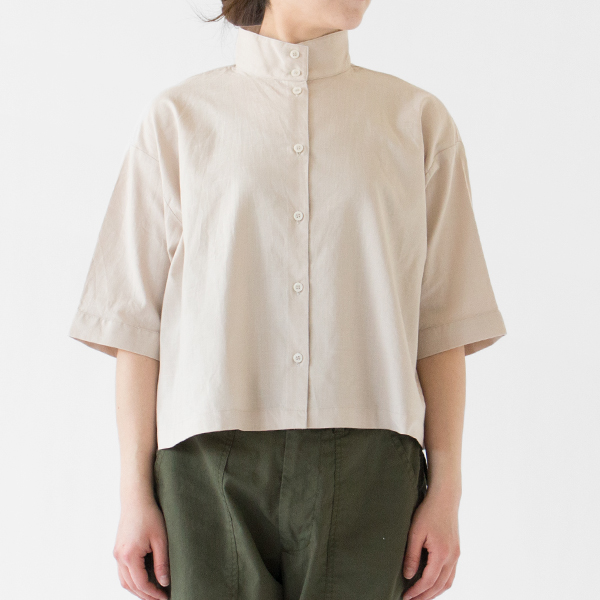 キャンバスSTAND COLLAR シャツ(BEIGE)