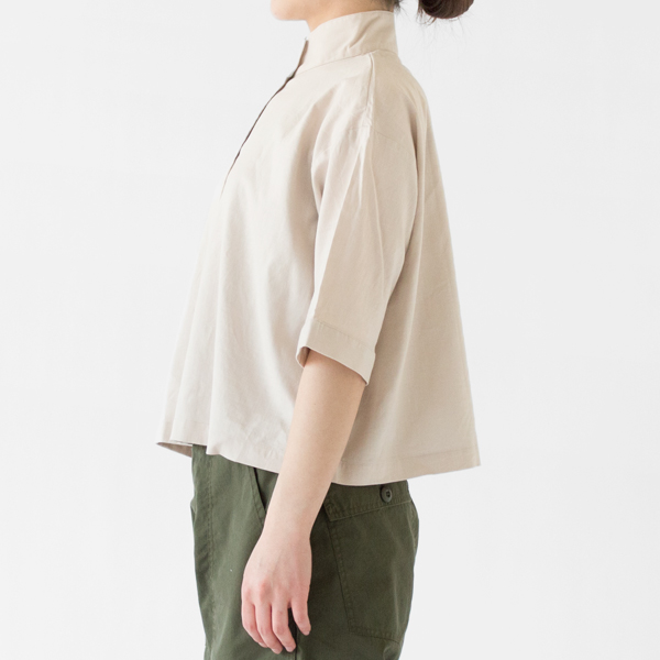 キャンバスSTAND COLLAR シャツ(BEIGE)