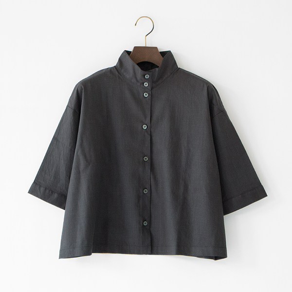 キャンバスSTAND COLLAR シャツ(BLACK)