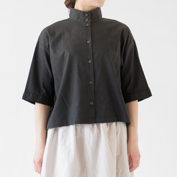 キャンバスSTAND COLLAR シャツ(BLACK)